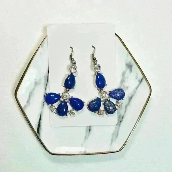 Blue Flower Statement Earrings - Picture 5 of 5